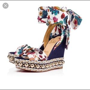 Christian Louboutin Levantinana Blue Suede Sandals